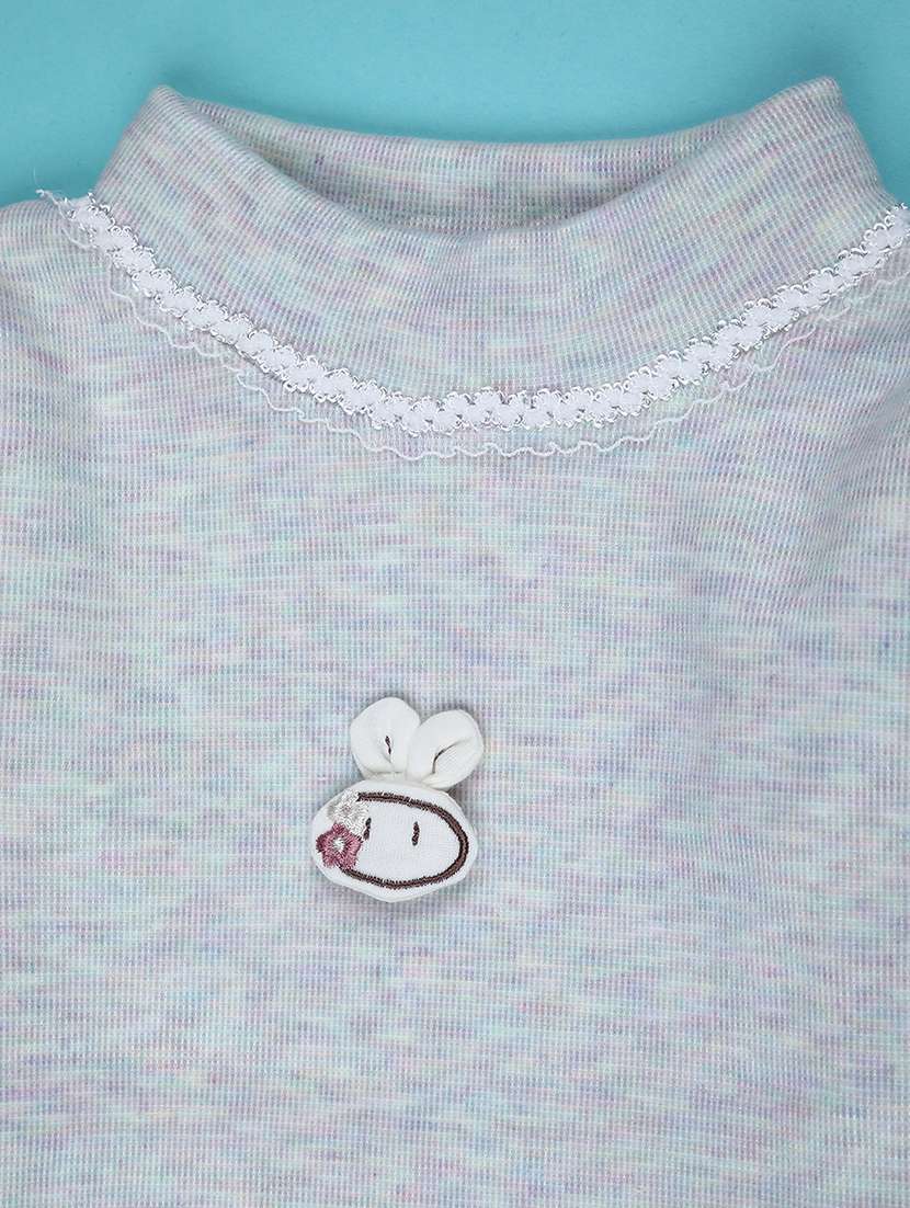 Girls Self Design Mock Neck Sweater - 22226604 -  Standard Image - 2