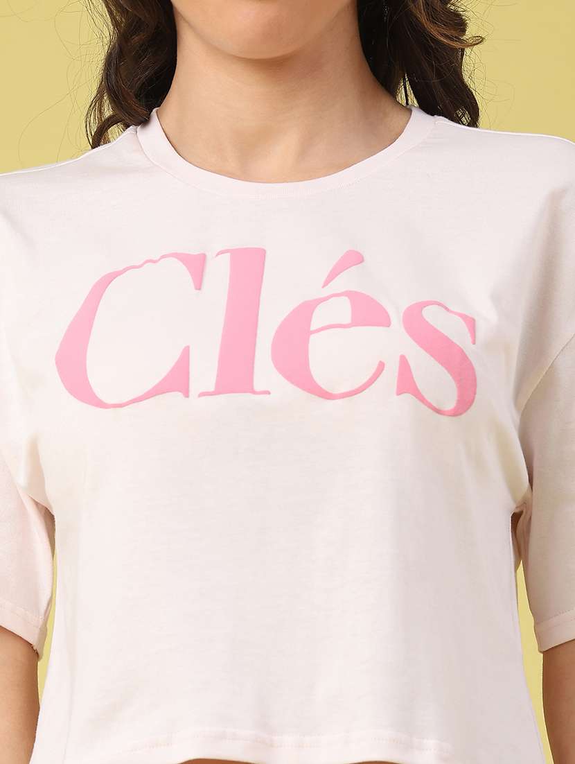 women printed short sleeve crop t-shirt - 22226612 -  Standard Image - 2