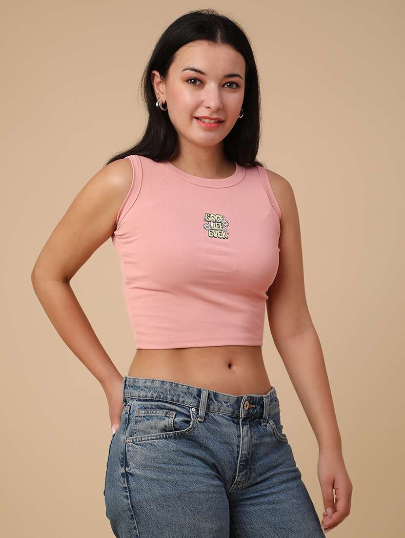 peach cotton crop top - 22226657 -  Standard Image - 2