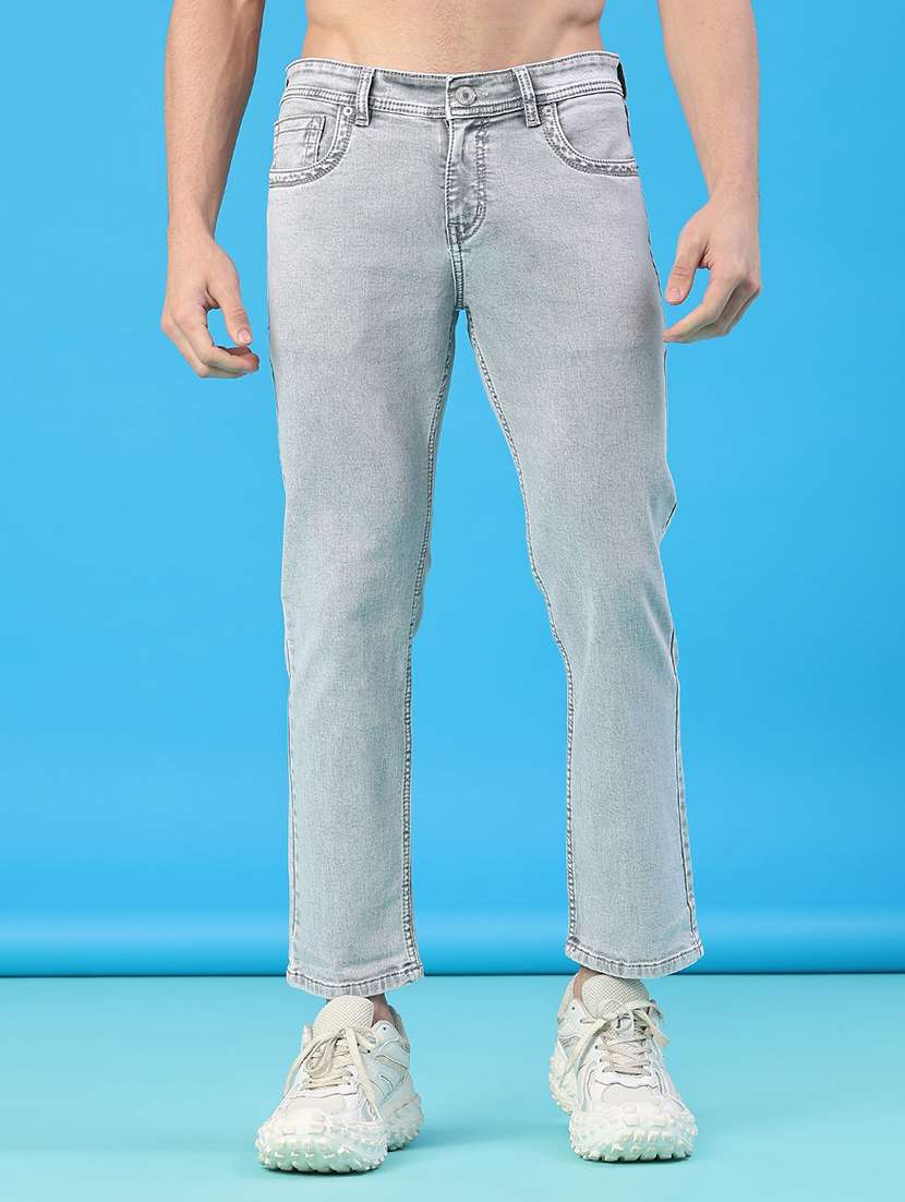 men plain mid rise ankle length slim fit jeans