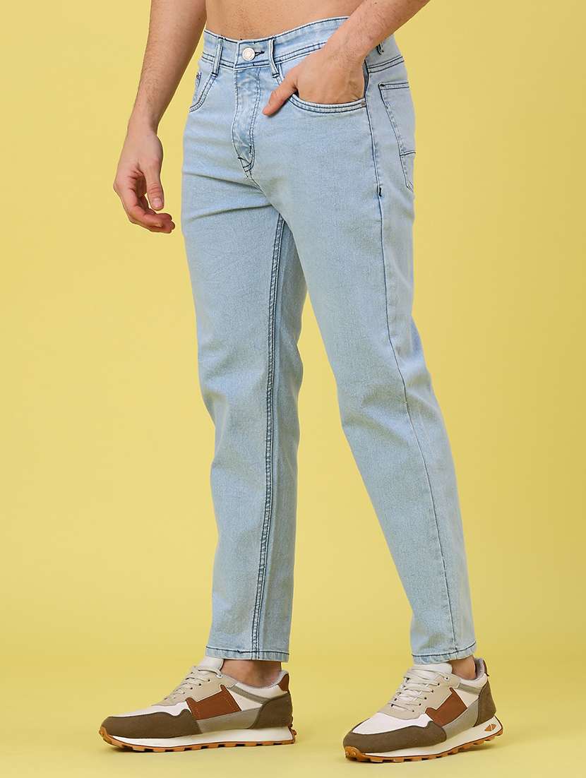 men plain mid rise full length jeans - 22226768 -  Standard Image - 2