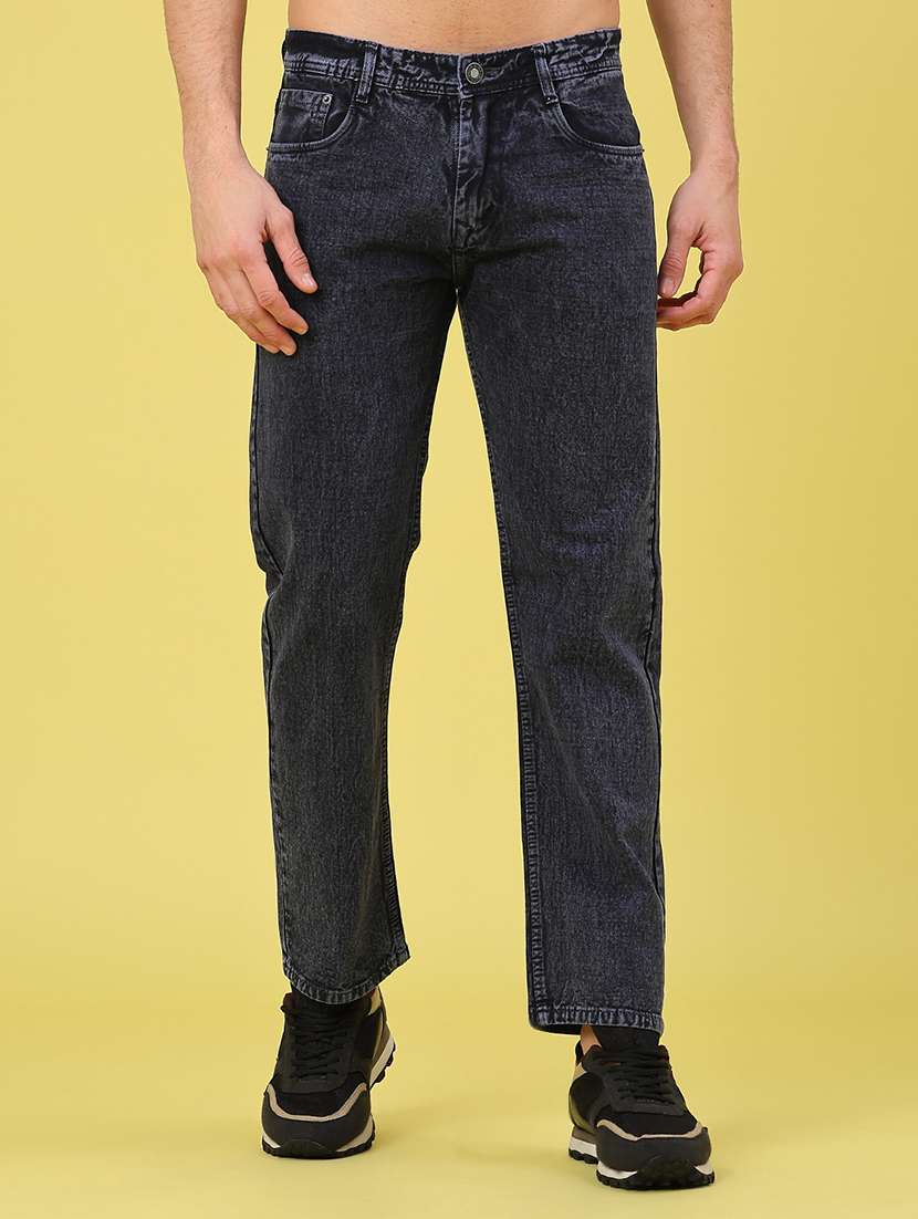 men solid mid rise jeans