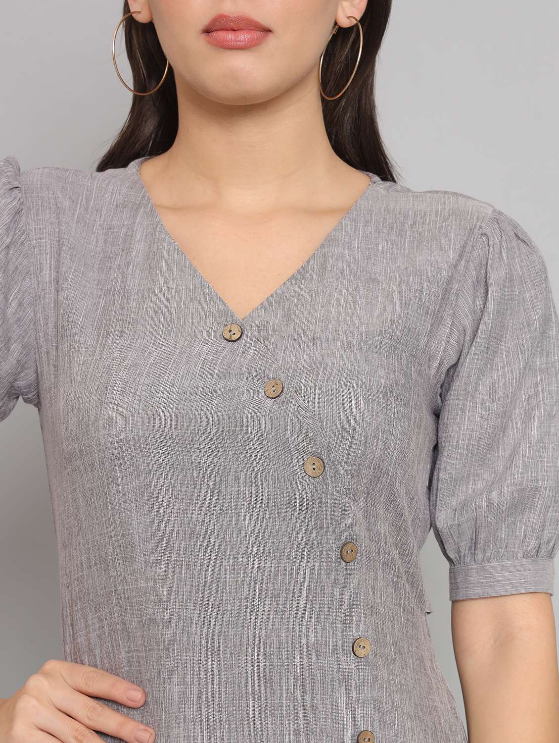 women solid short sleeve a-line dress - 22226855 -  Standard Image - 2