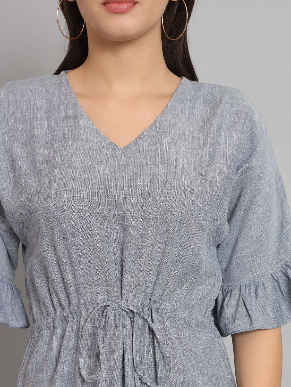 women solid bell sleeve layered dress - 22226856 -  Standard Image - 2