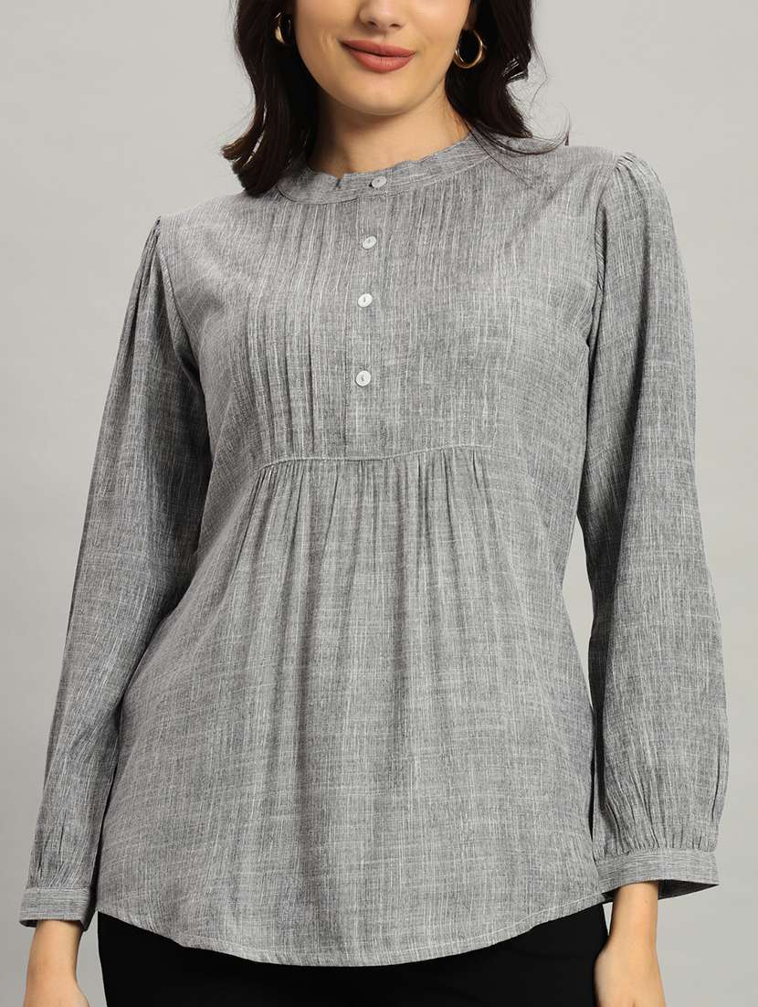 women solid long sleeve a-line top - 22226866 -  Standard Image - 2