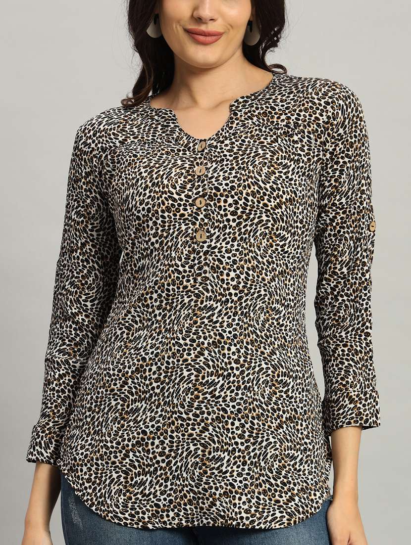 women animal print long sleeve a-line top - 22226872 -  Standard Image - 2