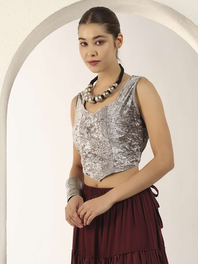 women solid sleeveless stitched blouse - 22226876 -  Standard Image - 2