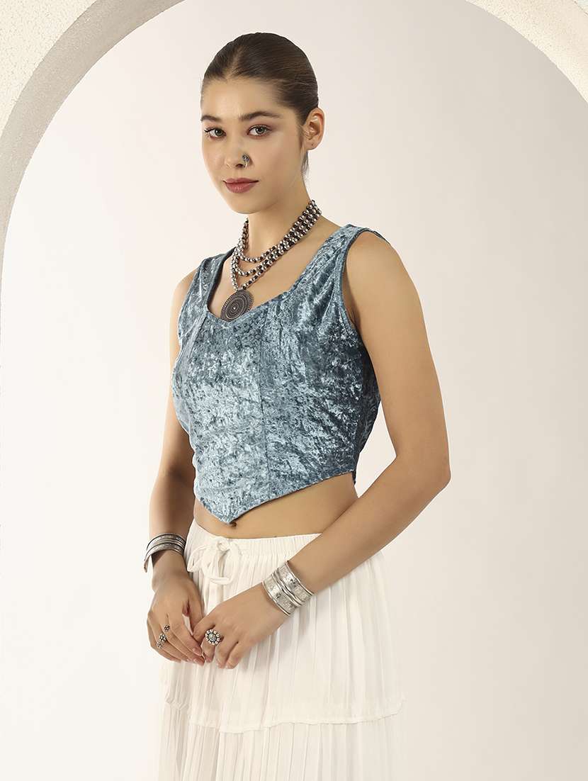 women solid sleeveless stitched blouse - 22226878 -  Standard Image - 2