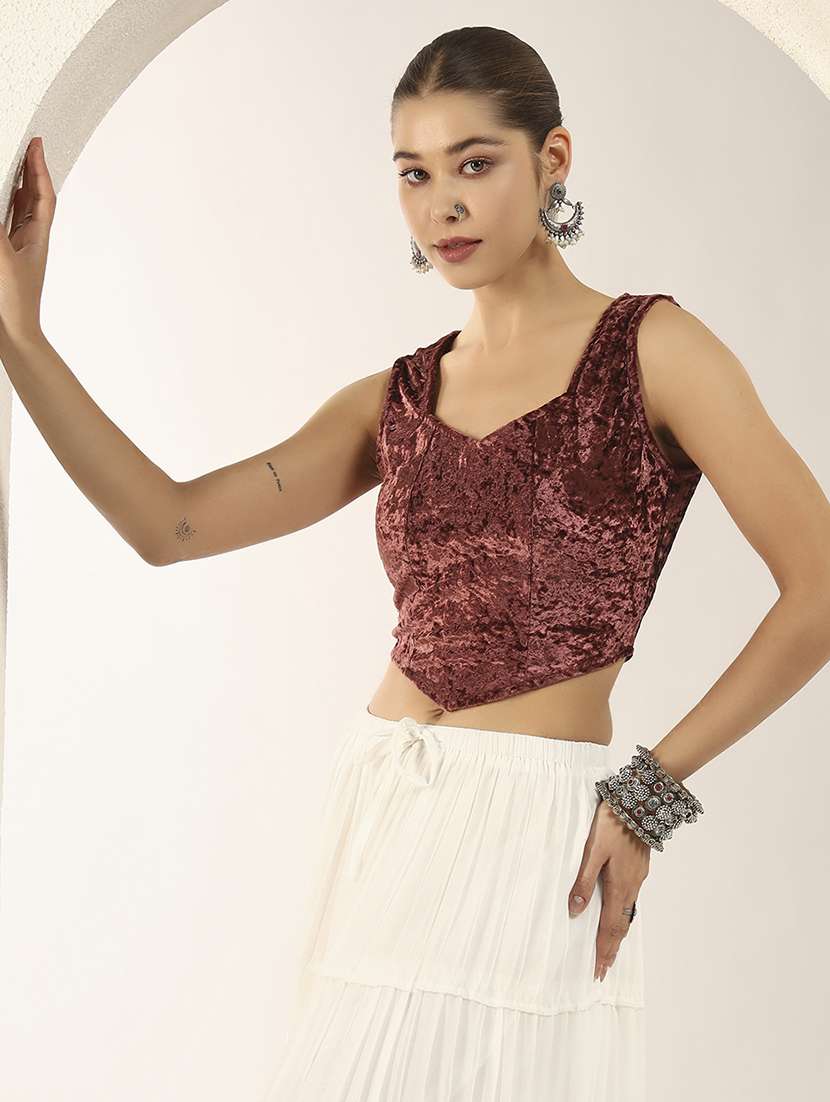women solid sleeveless stitched blouse - 22226879 -  Standard Image - 2