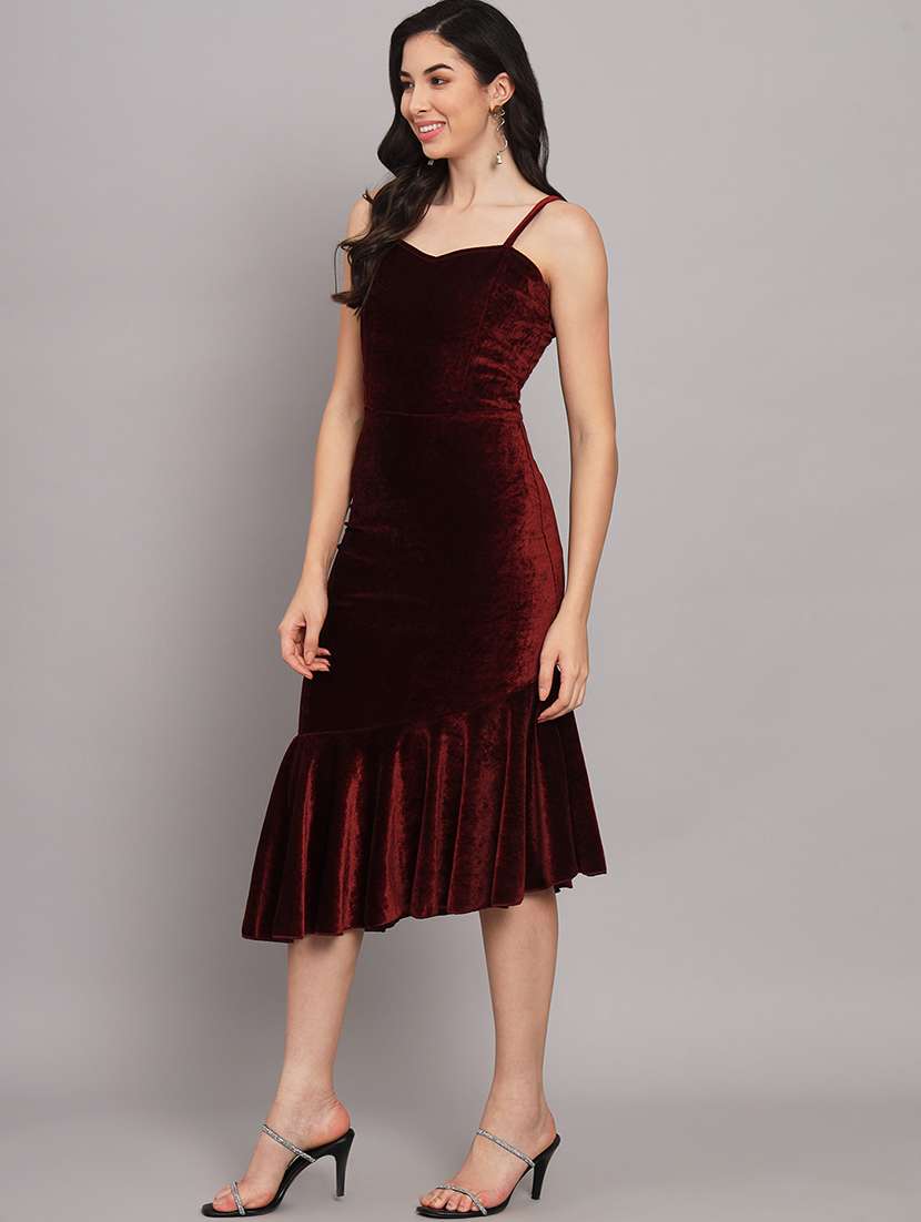 women solid shoulder strap tiered dress - 22226886 -  Standard Image - 2