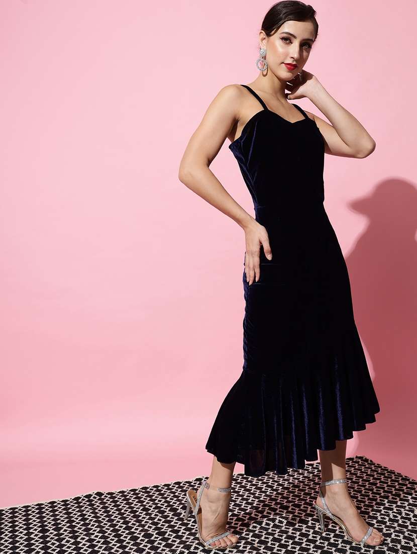 women solid shoulder strap tiered dress - 22226888 -  Standard Image - 2