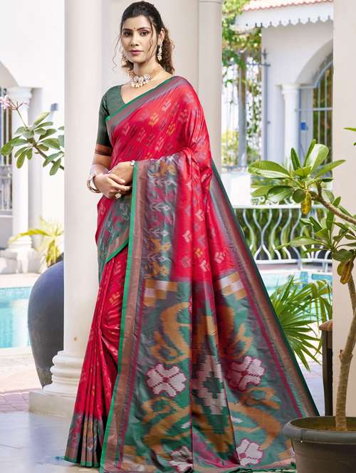 women self design pochampalli saree with blouse - 22226968 -  Standard Image - 0