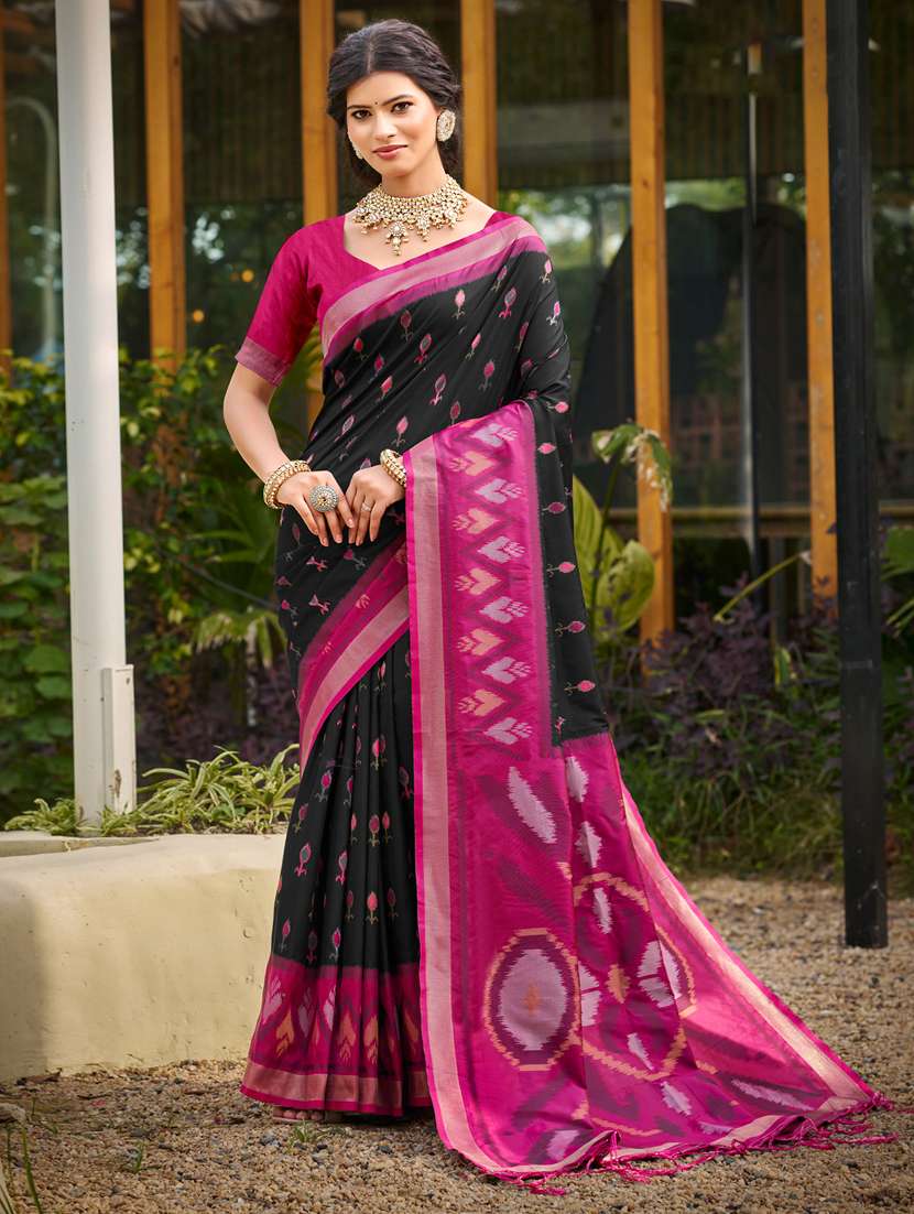 women self design pochampalli saree with blouse