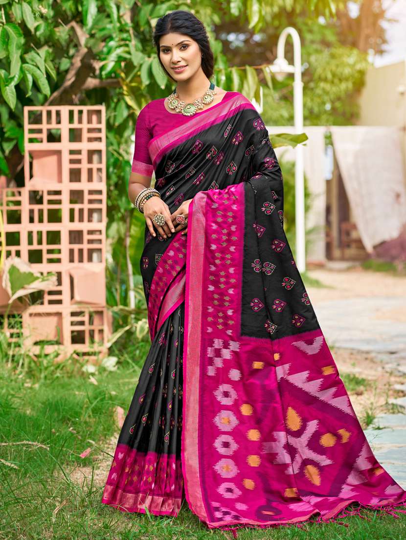 women self design pochampalli saree with blouse