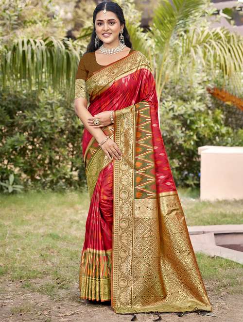 women self design pochampalli saree with blouse - 22227012 -  Standard Image - 0