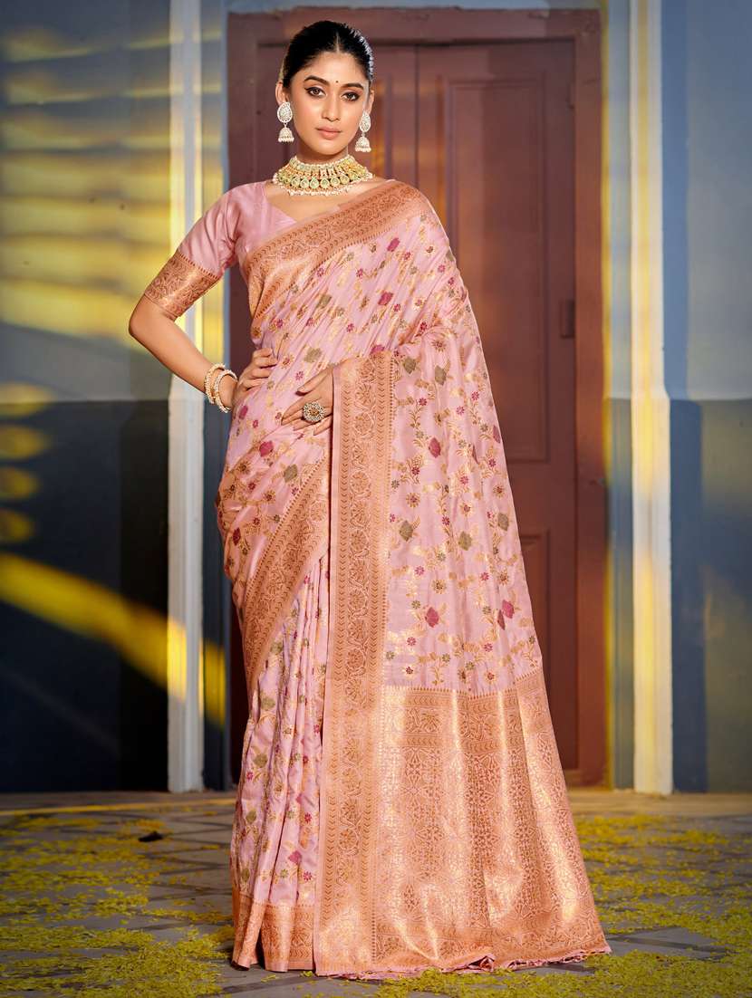 women self design banarasi saree with blouse