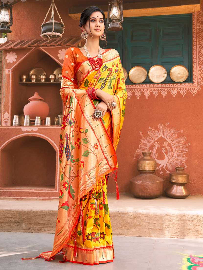 women self design paithani saree with blouse