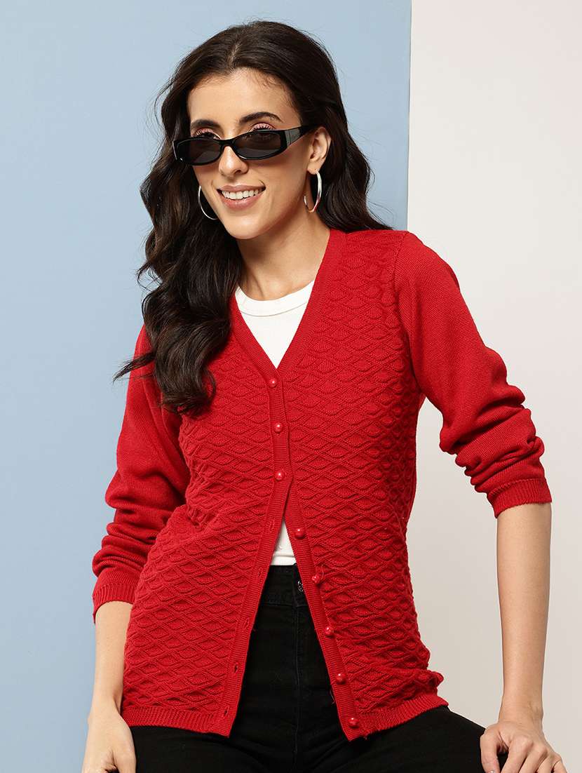 women self design long sleeve cardigan