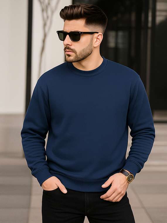 men solid long sleeve regular fit sweatshirt