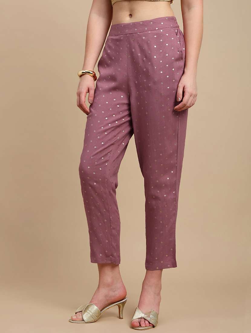 women self designed mid rise tapered pant - 22227368 -  Standard Image - 2