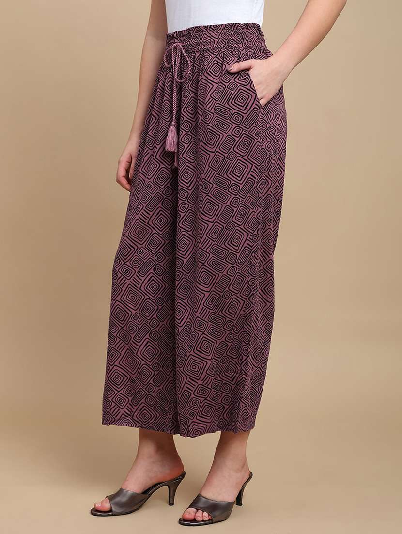 women printed mid rise straight palazzo - 22227376 -  Standard Image - 2
