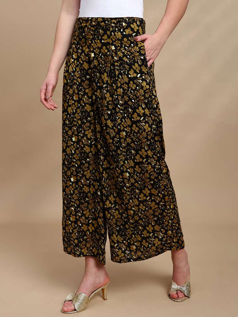 women printed mid rise flared palazzo - 22227380 -  Standard Image - 2