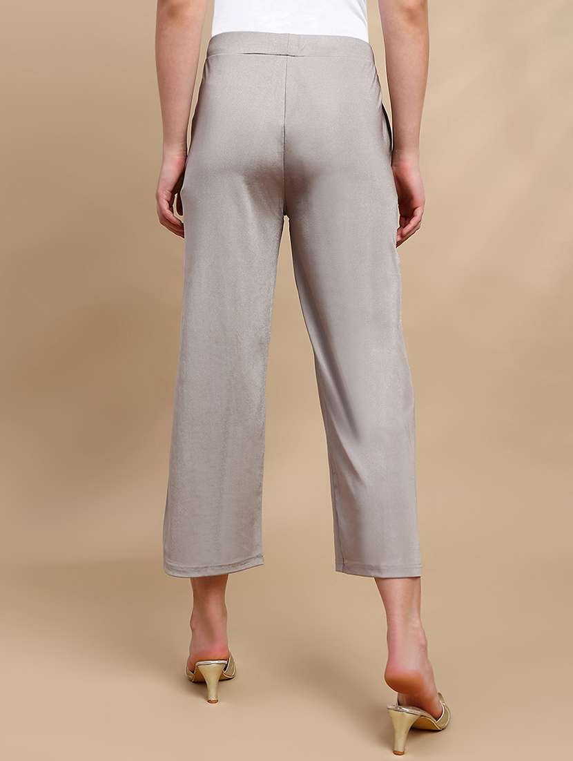 women solid mid rise straight trouser - 22227386 -  Standard Image - 2