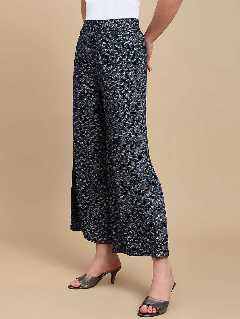 women printed mid rise flared palazzo - 22227391 -  Standard Image - 2