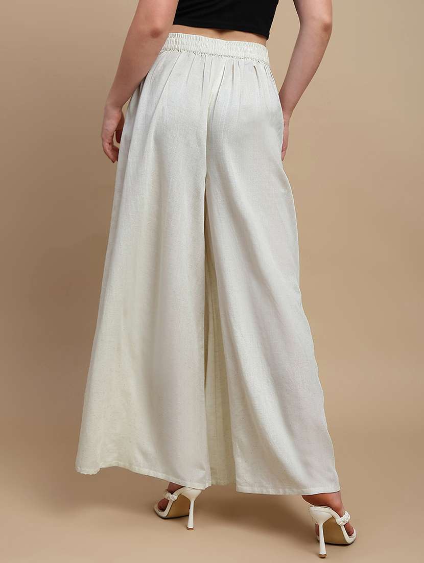 Women Solid High Rise Flared Palazzo - 22227393 -  Standard Image - 2