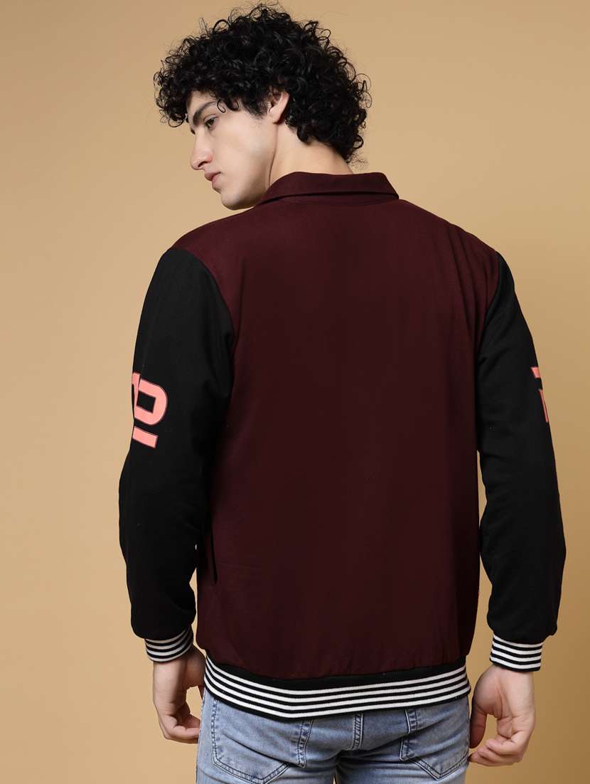 men color block henley neck varsity jacket - 22227443 -  Standard Image - 2