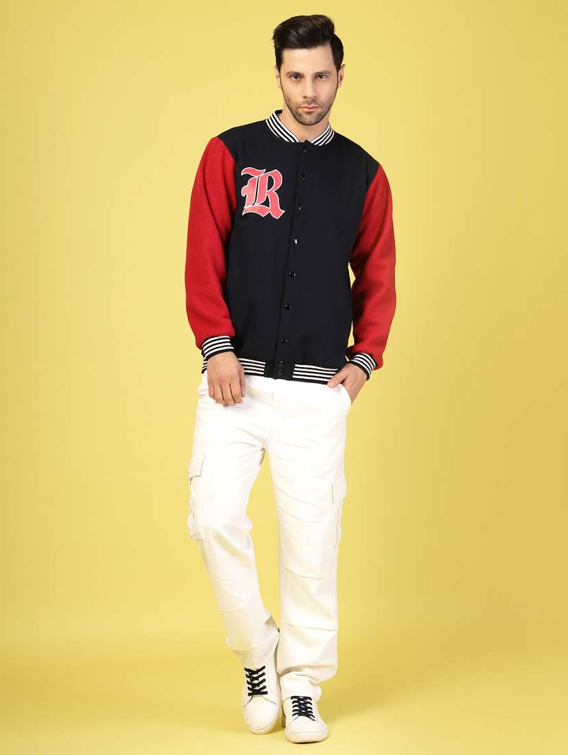 men color block henley neck varsity jacket - 22227446 -  Standard Image - 2
