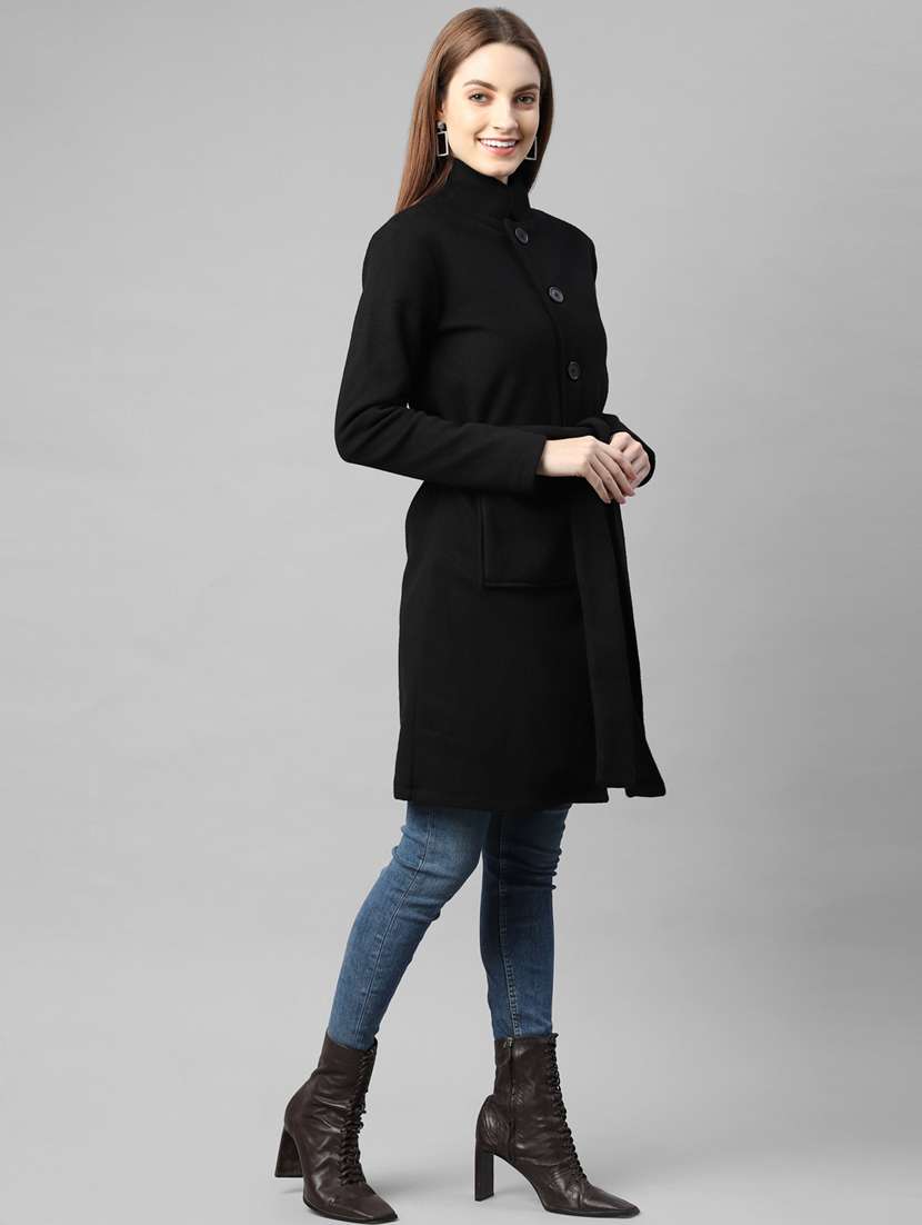 women solid long sleeve trench coat - 22227448 -  Standard Image - 2