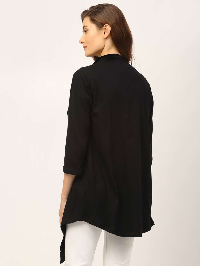 women solid long sleeve asymmetric shrug - 22227456 -  Standard Image - 2