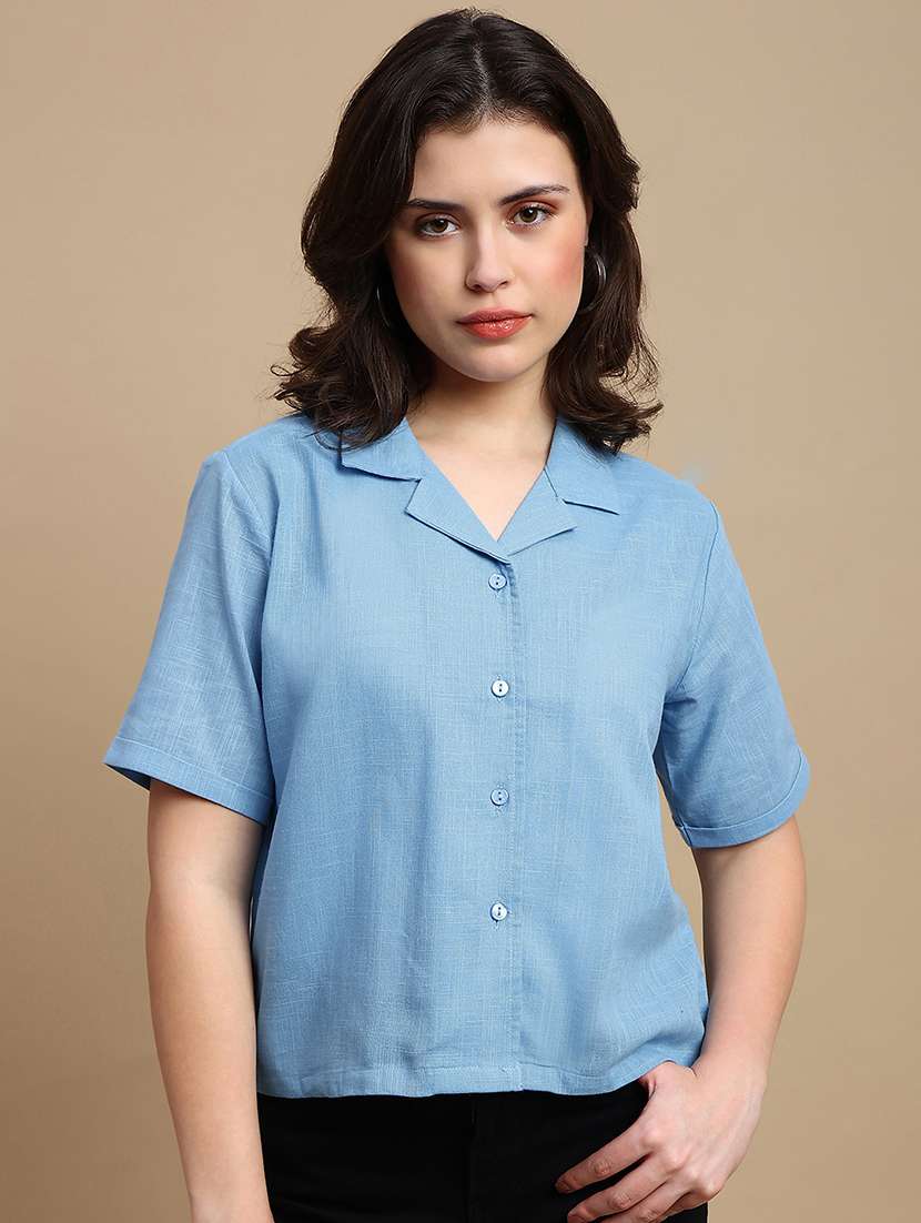 women solid short sleeve shirt top
