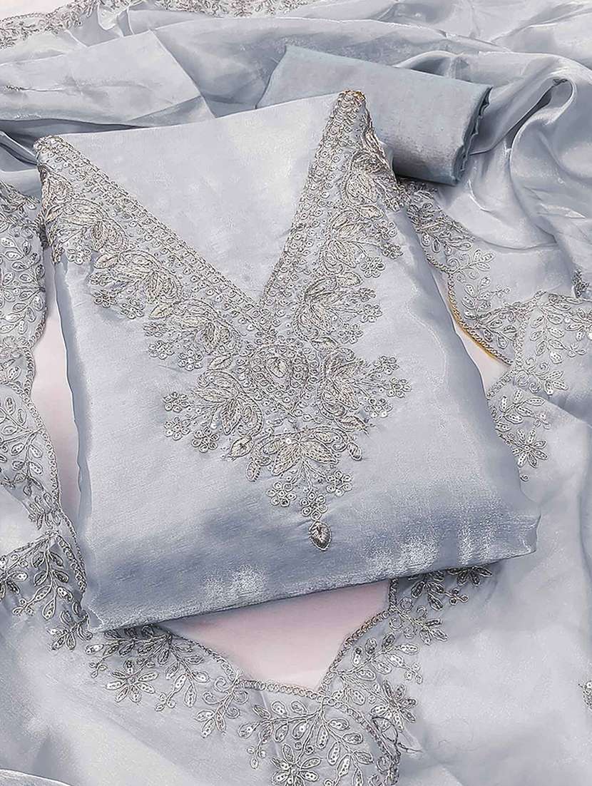 women solid with work embroidered unstitched suit set - 22227485 -  Standard Image - 2