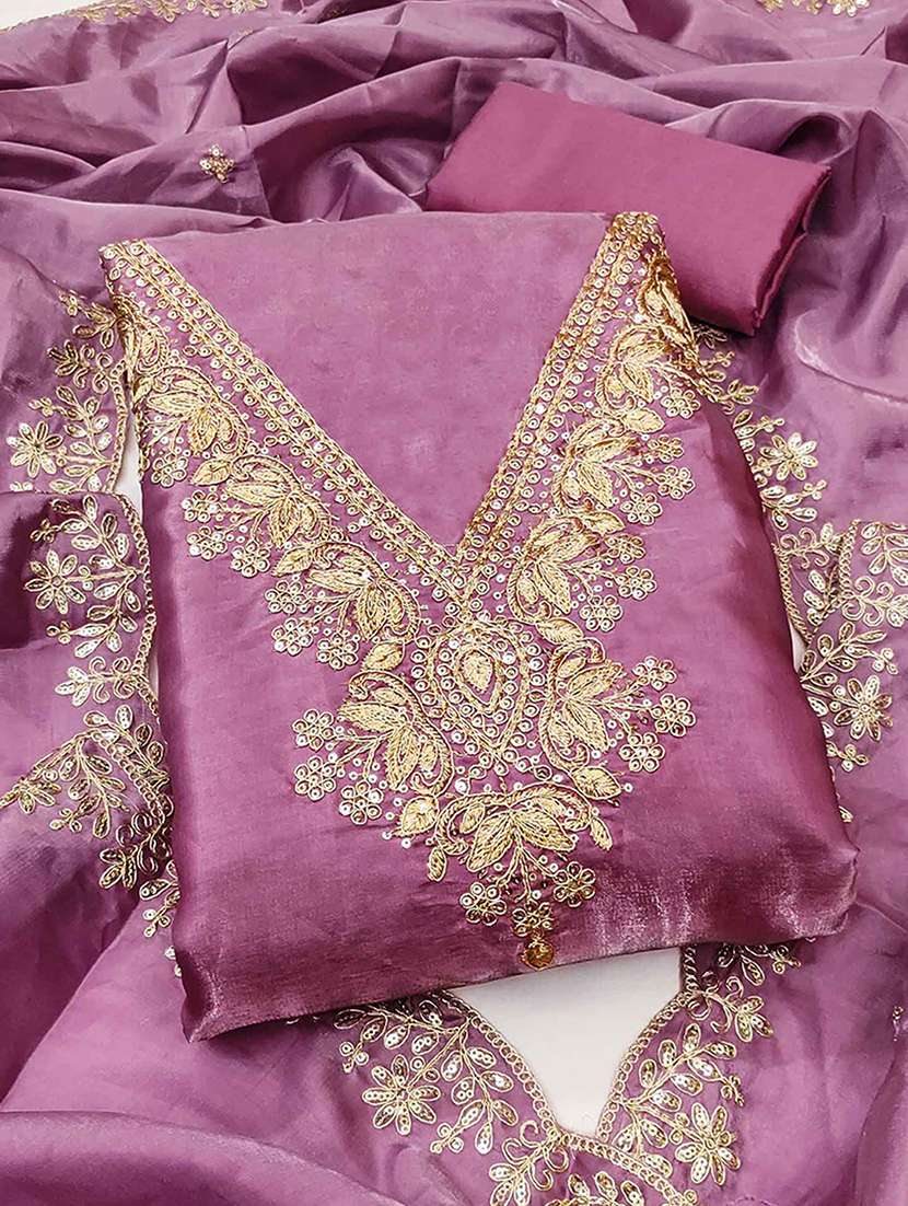 women solid with work embroidered unstitched suit set - 22227487 -  Standard Image - 2