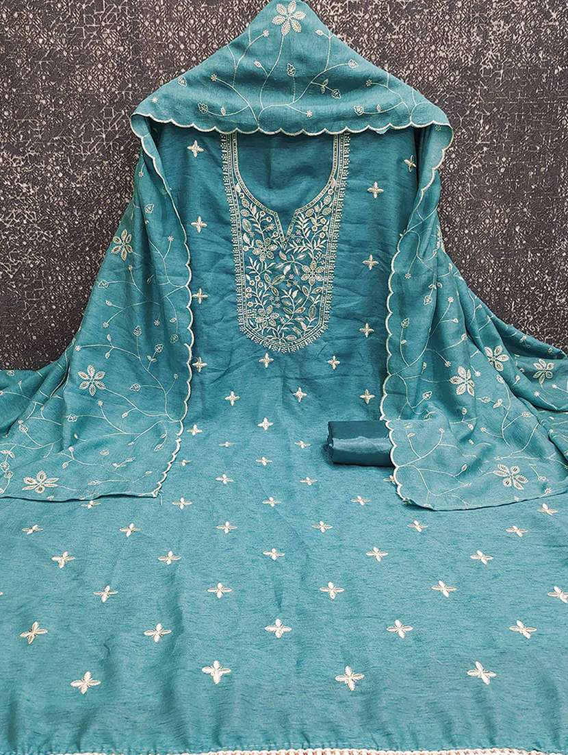 women solid with work embroidered unstitched suit set - 22227509 -  Standard Image - 2