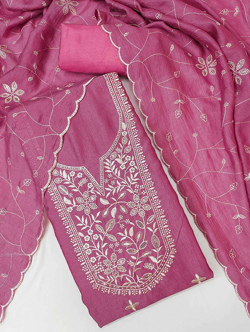 Women Solid With Work Embroidered Unstitched Suit Set - 22227512 -  Standard Image - 2