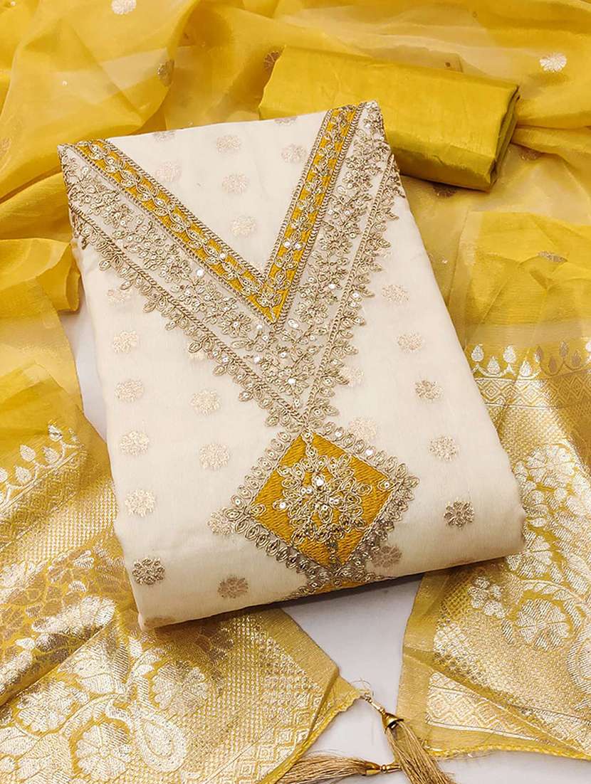 women self design embroidered unstitched suit set