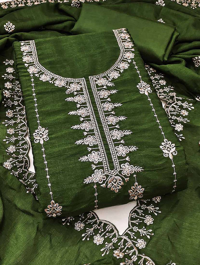 women solid with work unstitched suit set