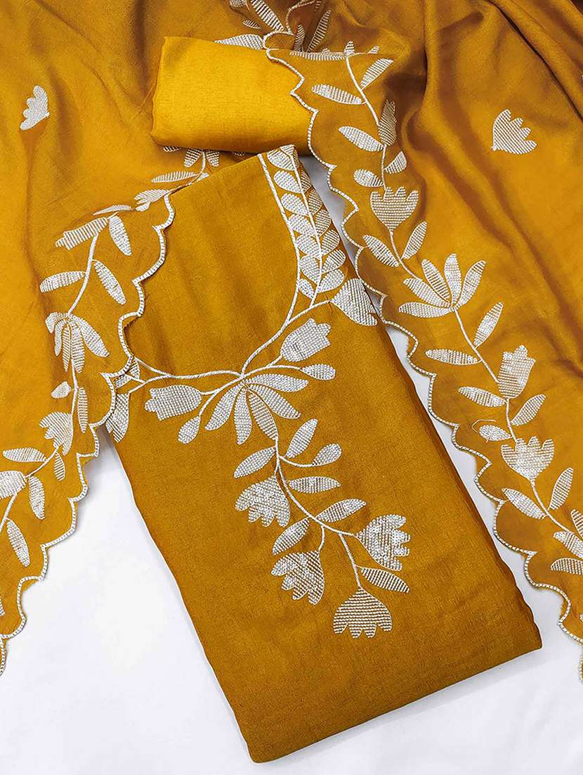 women solid with work embroidered unstitched suit set - 22227538 -  Standard Image - 2