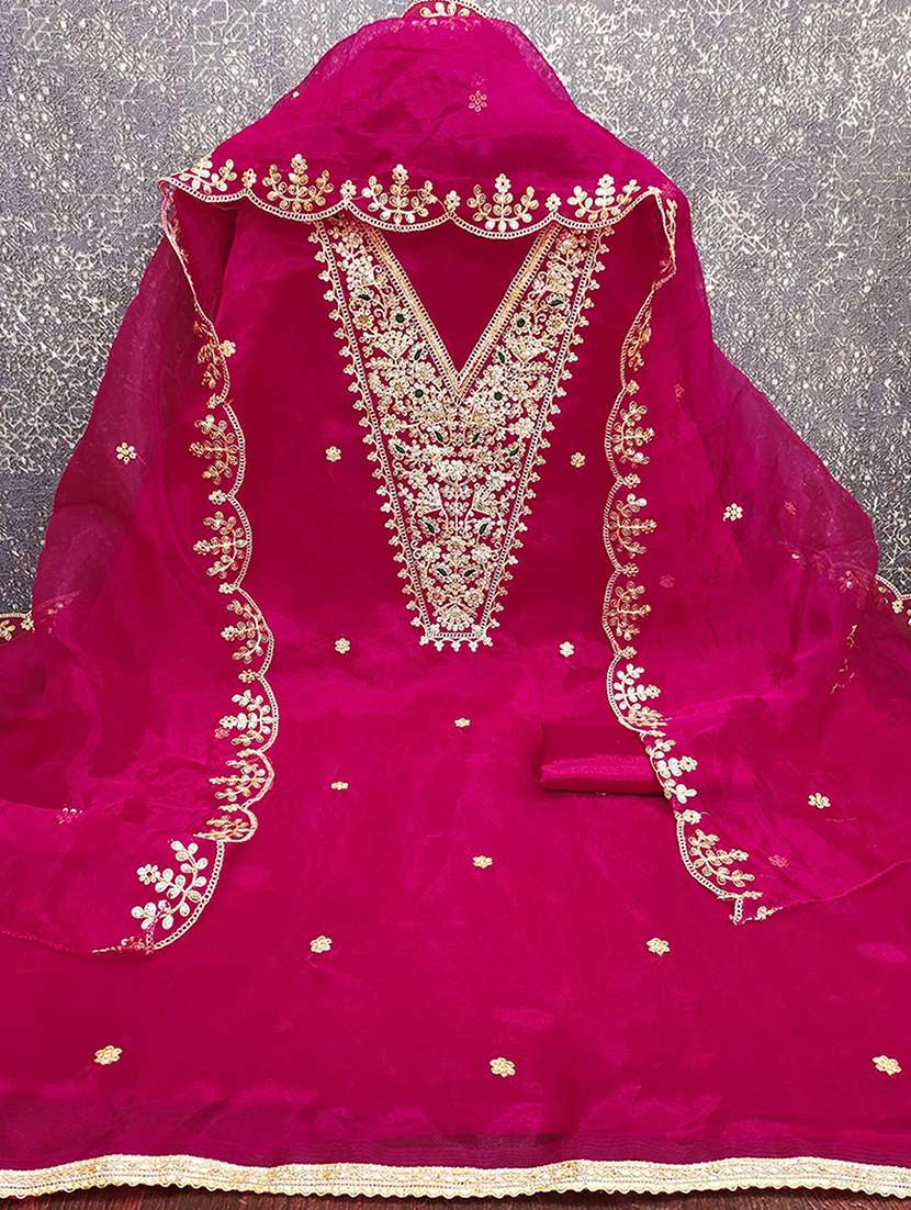 women solid with work embroidered unstitched suit set - 22227553 -  Standard Image - 2