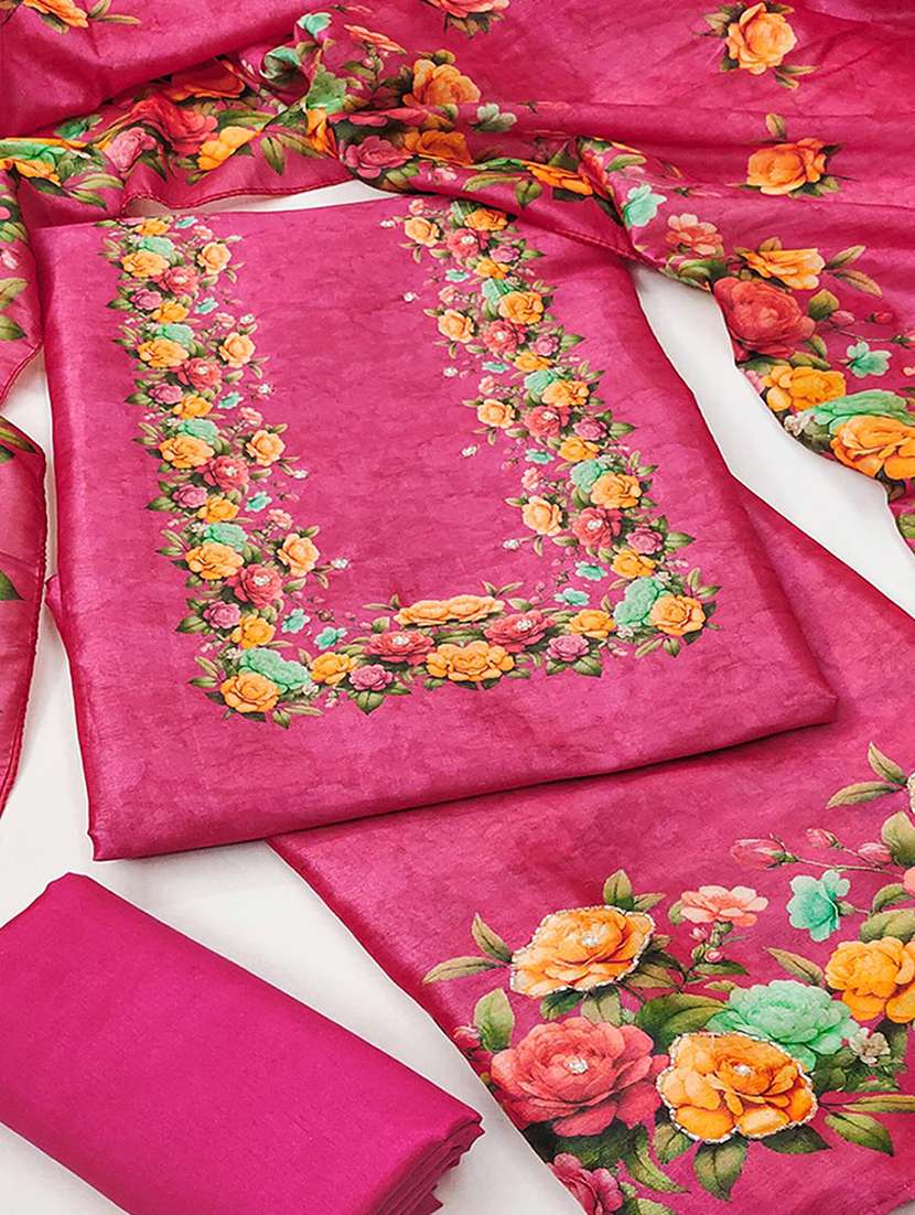 women floral printed unstitched suit set