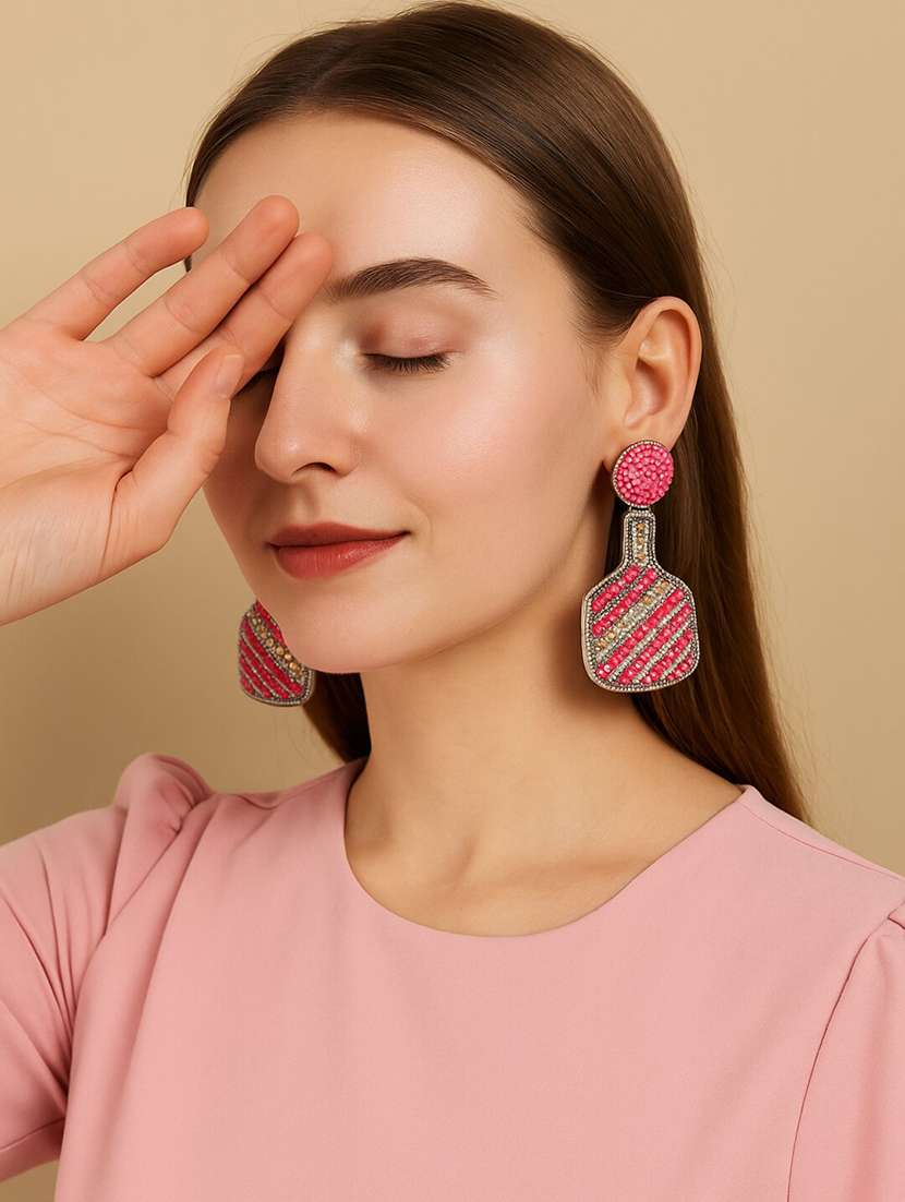  pink bottle shaped beaded earrings