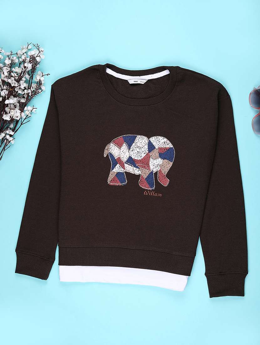 girls printed long sleeve sweatshirt