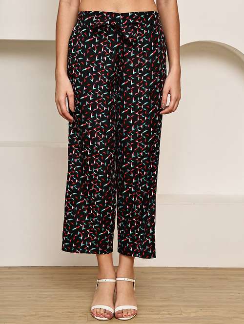 women printed mid rise straight palazzo - 22227695 -  Standard Image - 0