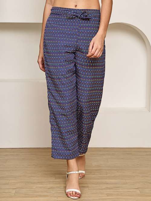 women printed mid rise straight palazzo - 22227698 -  Standard Image - 0