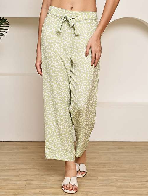 women printed mid rise straight palazzo - 22227701 -  Standard Image - 0