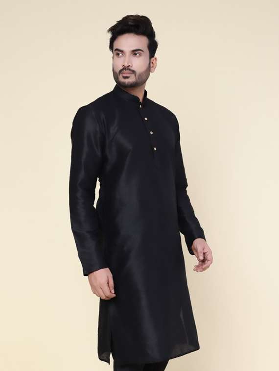 men solid mandarin neck long kurta - 22227724 -  Standard Image - 2