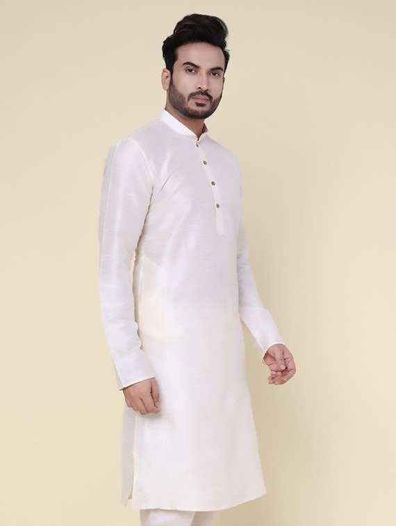 men solid mandarin neck long kurta - 22227725 -  Standard Image - 2